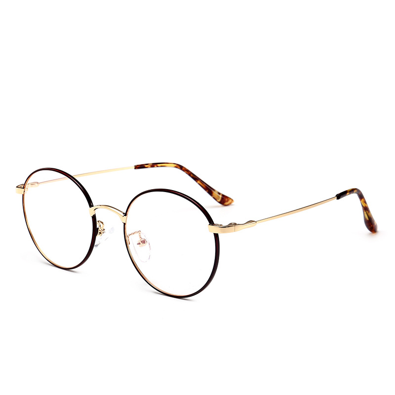 Retro gafas redondas marco de los hombres y de las mujeres de estilo coreano artístico gafas lisas marco de metal puede ser equipado con gafas de miopía MARCO DE MODA 2046 image 3