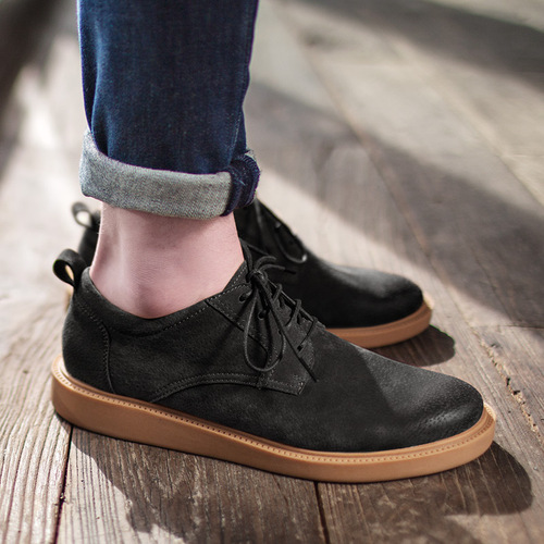 Men's shoes new summer style British style brown sneakers, versatile large toe casual leather shoes, trendy low-cut work shoes