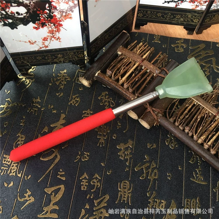 Оптовая продажа, телескопический портативный нефритовый массажер из нержавеющей стали для подъема с натуральным нефритом и зумом, дряпающий Xiuyu