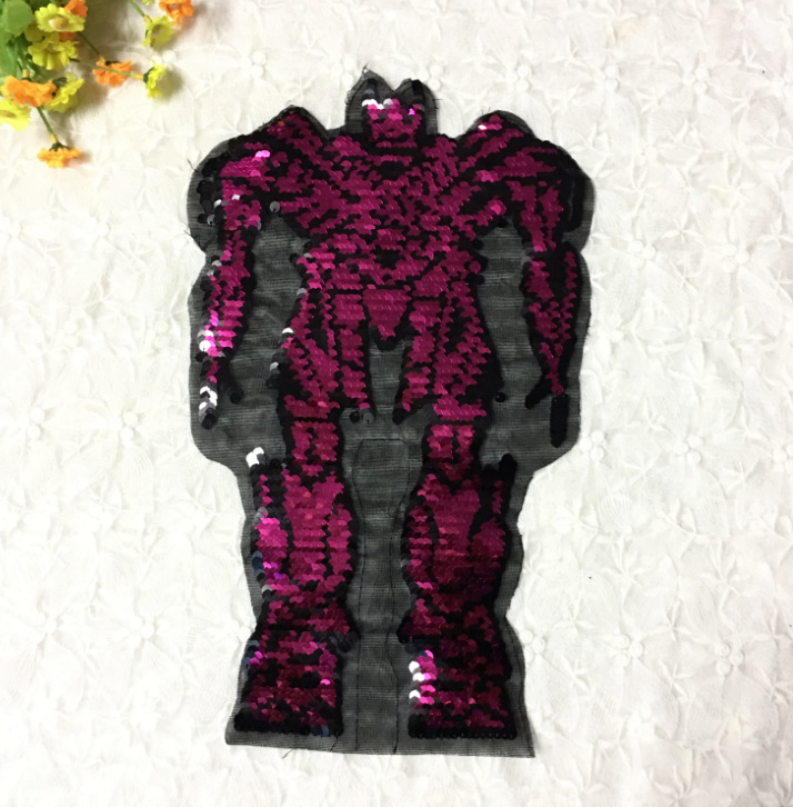 Robot Et Cheval Flip Carré Long Sequin Tissu Autocollants Vêtements Patch Vêtements Accessoires Peut Être Renversé Sequin Tissu display picture 7