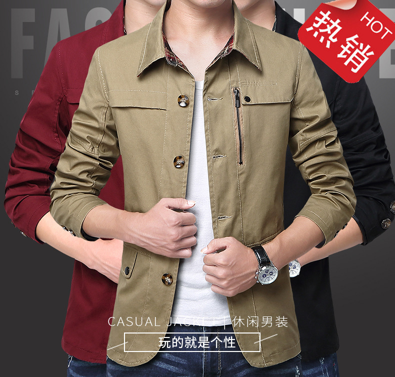 2019新款夾克男 男式春秋水洗休閑潮流男裝夾克外套男士廠家直銷
