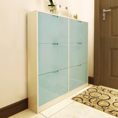 超薄翻斗鞋柜子 防尘现代简约烤漆 玄关门厅柜 大容量储物包邮|ms