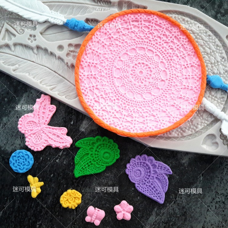 Dream Catcher molde mariposa pluma fondant cake decoración molde DIY hecho a mano chocolate molde para hornear fondant herramienta