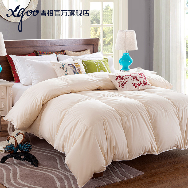 雪格保暖90%白鸭羽绒被米色1.4KG加厚冬被被芯团购批发一件代发|ms