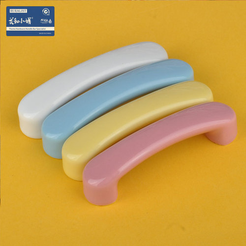 Ceramic long handle knob - Cute colorful cabinet door for children's room, minimalist wardrobe, shoe cabinet drawer handle