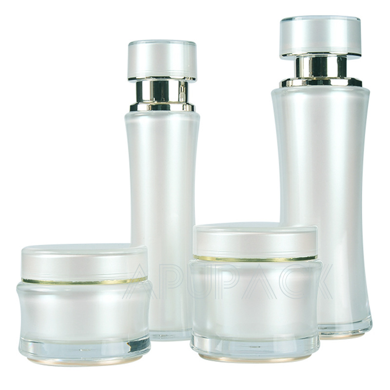 新品高档亚克力水乳霜套装瓶50克/100克 小黑瓶空瓶蓝色