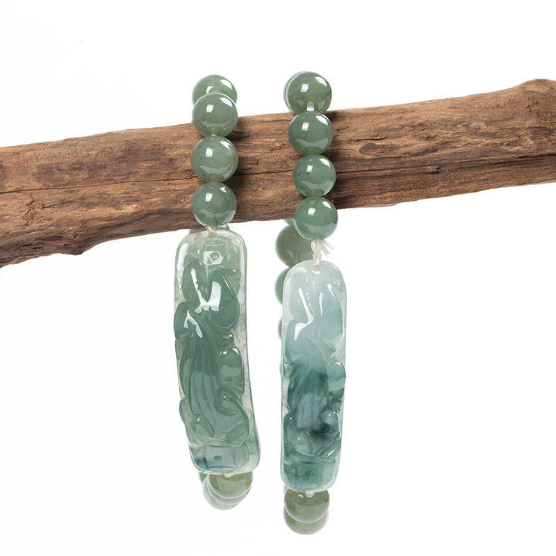 Gifts Jade Oil Green Jade Beads Pixiu Bracelet for Men and Women Round Bead Bracelet Jade Bracelet Wholesale