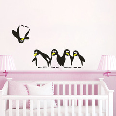 速賣通新款兒童房企鵝冰箱貼筆記本貼廠家直銷可移除牆貼紙3140