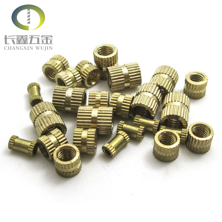 铜镶嵌件预埋注塑热熔滚花直纹螺母GB809通孔盲孔螺母标非