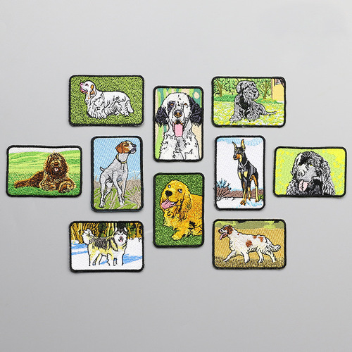 Small Dog Embroidered Badge Arm Patch Fabric Sticker Embroidered Gift Small Patch for Clothes Decoration Animal Iron-on Patch
