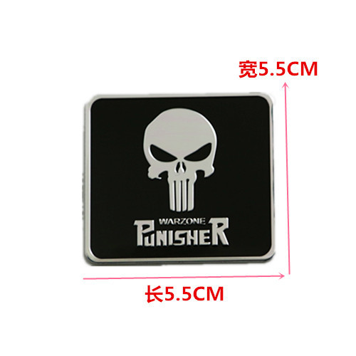 Car Personalization Decals Punisher Logo Skull Head Car Sticker Metal Body Modification Decal Side and Rear Decals