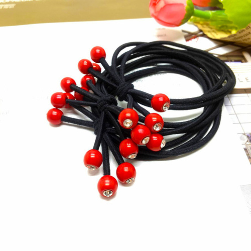 New Korean Diamond-Studded Small Cherry Hair Tie, Fashionable and Versatile Hair Accessory, Hair Rubber Band Hair Tie for $2 from Street Stalls