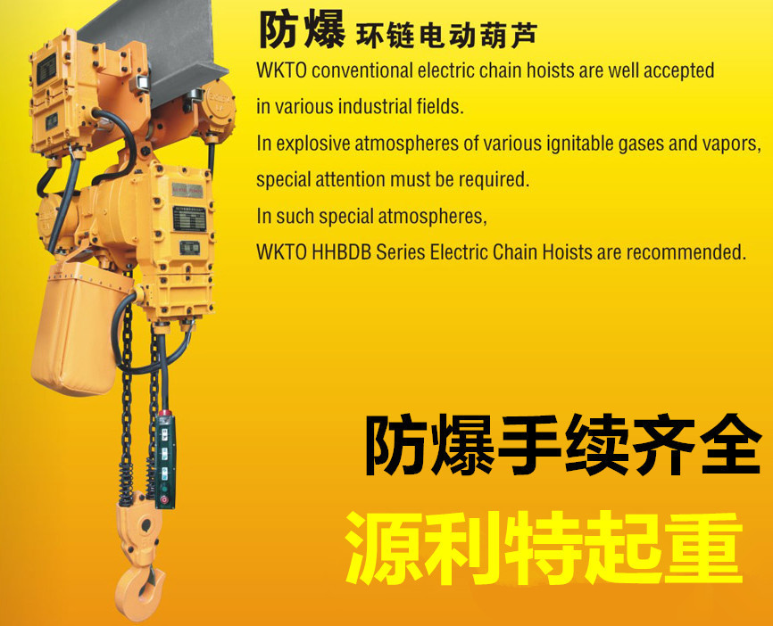 跑车鬼头式防爆链条环链电动葫芦运行式单链1T*2T3吨5吨4米6米9M