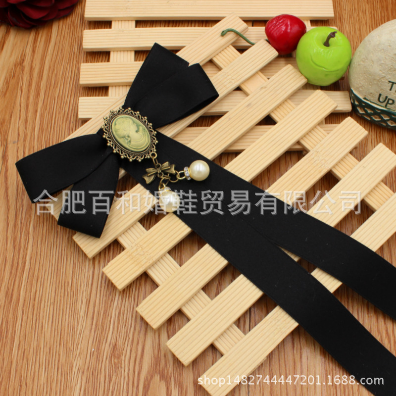 韩版学院风长款蝴蝶结领花女士领结 衬衫工装衣领配饰领结领花