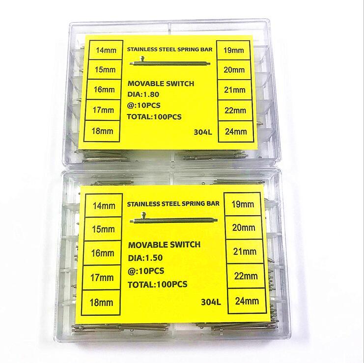 1.8mm 1.5mm不锈钢无缝真皮表带开关生耳杆全钢快拆生耳针