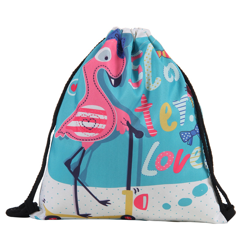 束口袋欧美跨境独角兽爆款3D印花Wish亚马逊抽绳包收纳双肩背包|ms