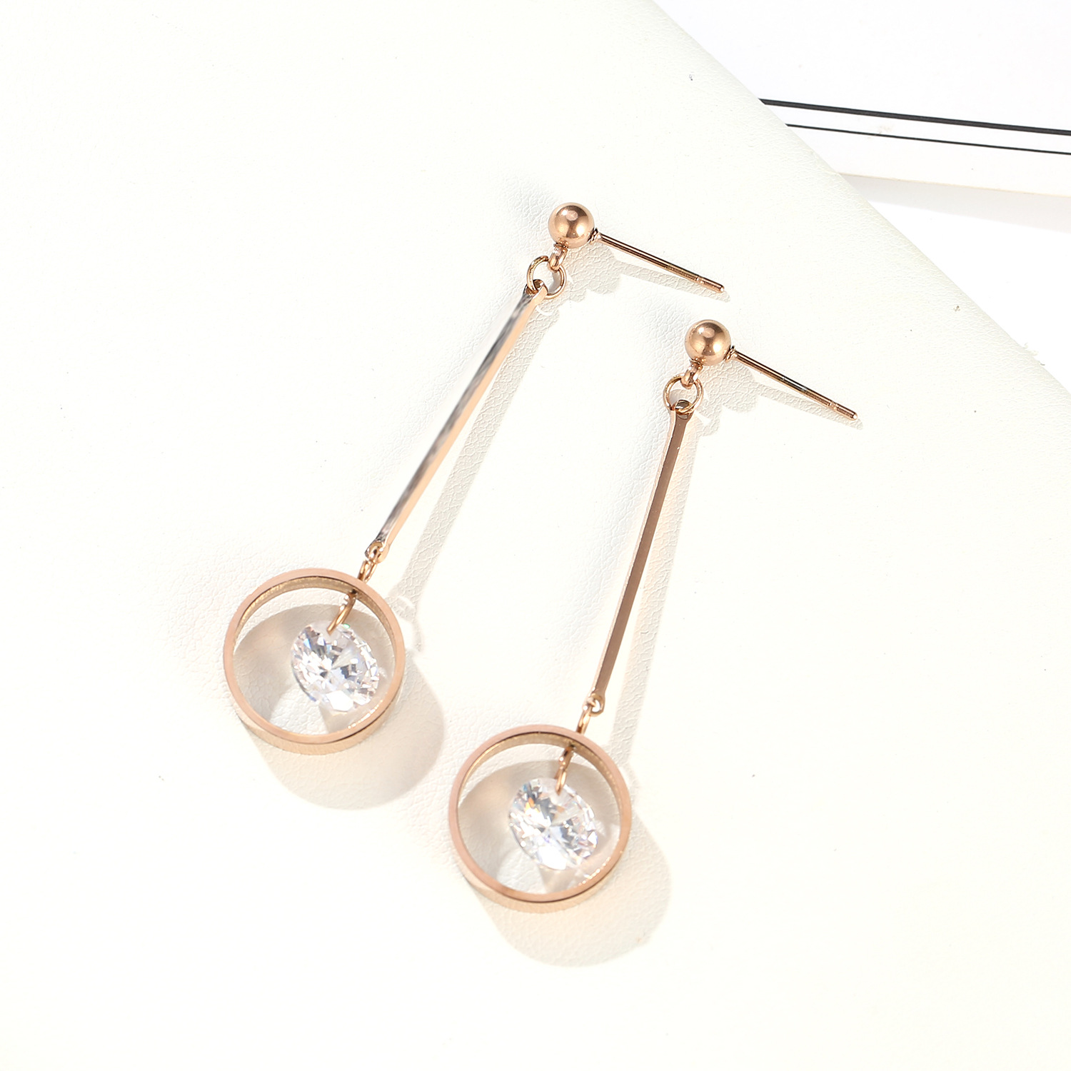 Star street shoot metal plating Titanium steel earrings (Rose gold pair)NHIM0946-Rose gold pair