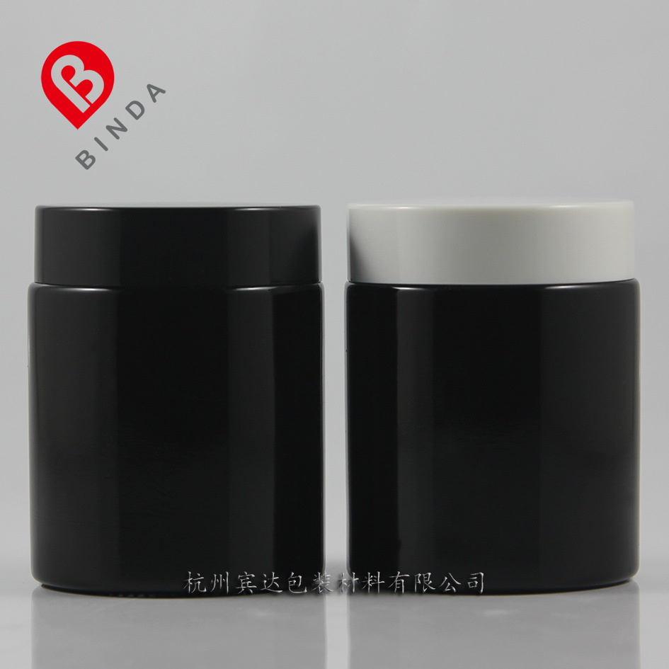 杭州宾达 手工瓶 100g黑色原料圆柱玻璃膏霜瓶