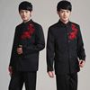上海厂家直销 黑色棉绣龙男式立领直襟长袖中式唐装上衣
