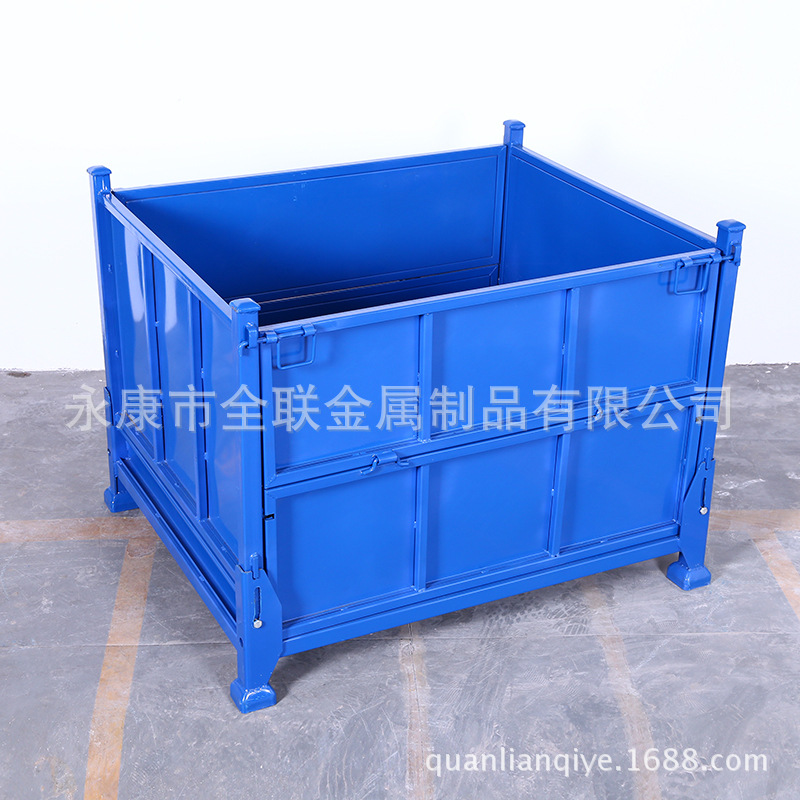 厂家批发标准物流金属周转箱钢制折叠物料箱生 产金属料箱可定 制