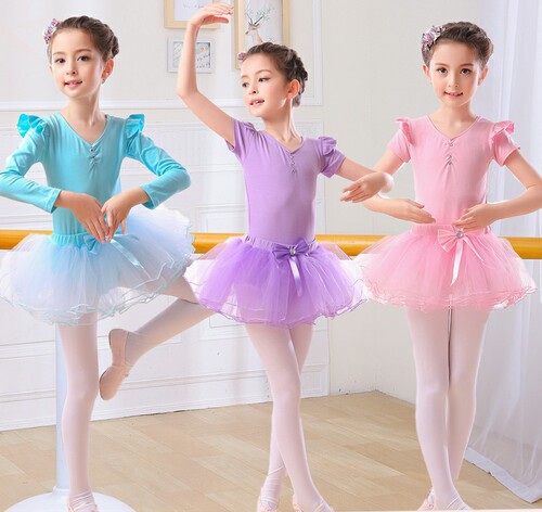 Girl tutu skirt ballet dance dresses children's long and short sleeve training dress children's Latin dress competition dress