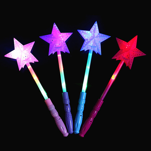 Glowing five-pointed star stick flash magic wand colorful hollow stick projection concert stick performance toys wholesale