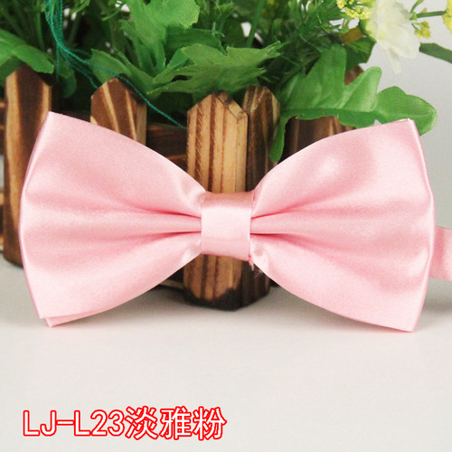Double layer bright solid color men's student wedding KTV bow polyester silk multi-color fashion popular adult bow tie