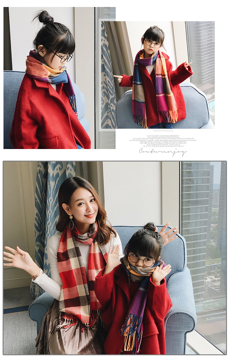 Imitation Cashmere Plaid Parent-Child Scarfat Least Two NSCM101076