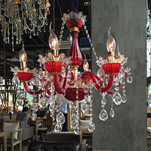 漫咖啡厅灯具红色卧室水晶灯彩色网咖酒吧吊灯个性创意酒店灯批发