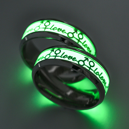 New European and American style luminous LOVE eternal love titanium steel ring personalized fluorescent hand decoration source factory 