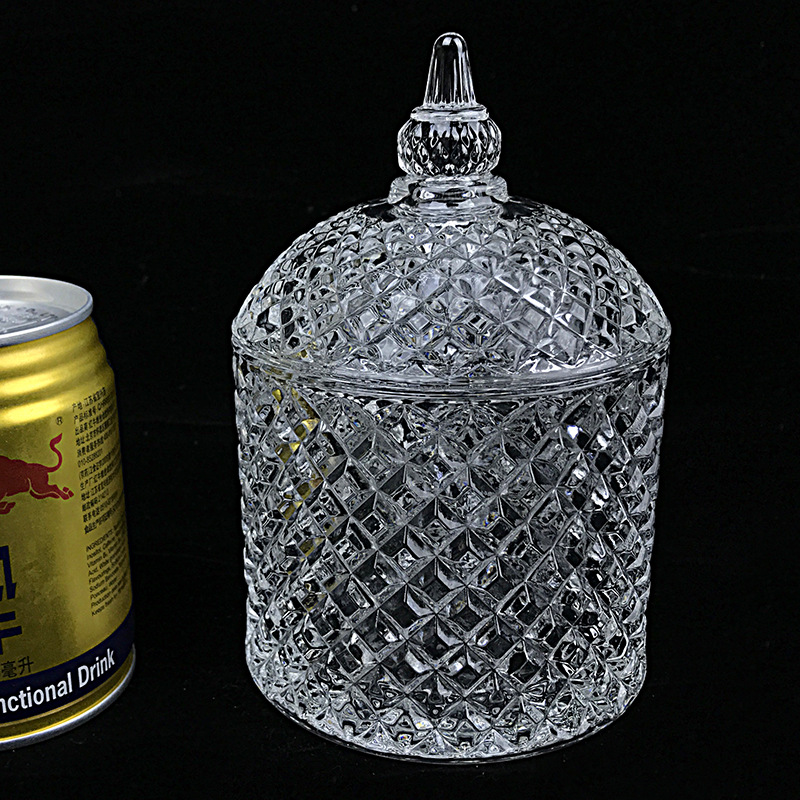 玻璃糖果罐糖缸 小号带盖装饰器皿创意玻璃罐水晶玻璃储物罐欧式