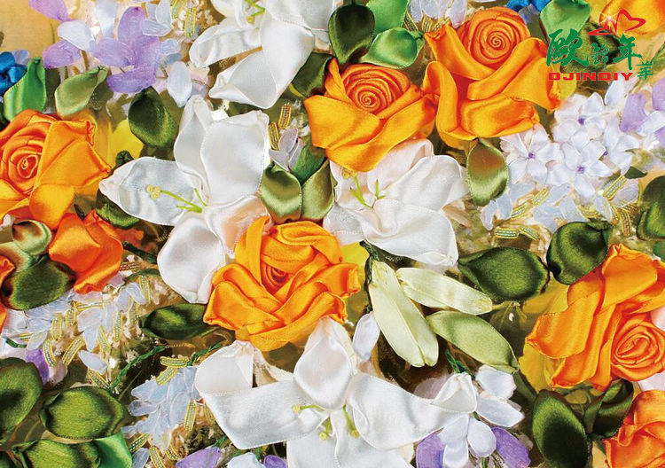 Oujin nianhua Bordado Cinta Directa de Fábrica color impresión colgante pintura Rosa Lirio la sala decoración entrada