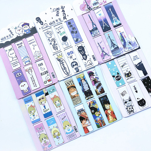 Cute Cartoon Anime Double-Sided Magnetic Bookmark Student Creative Personality Top Student Page Clip School Supplies