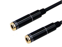AUX3 3.5mm母对母对接线 4节插头兼容3节 音频延长线20cm