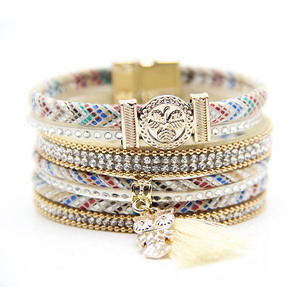 Jewelry national owl leather bracelet Bohemia female bracelet with high sense of European and American ins jewelry trade