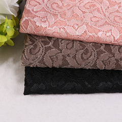 Deep pink vine leaf floral pattern viscose elastic lace fabric French lace jacquard lace