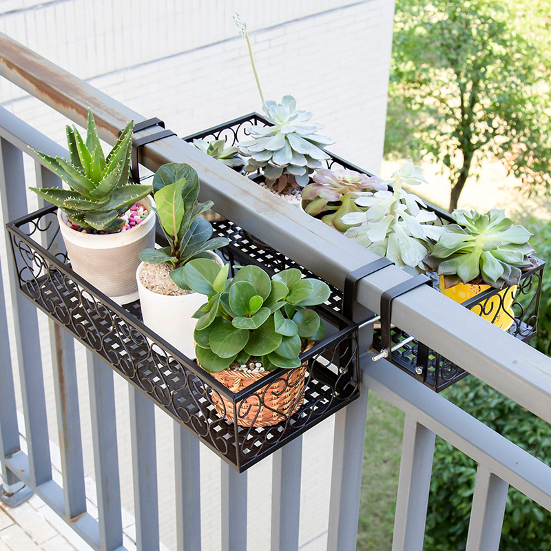 Solno European-style balcony flower rack, iron railing, multi-layer hanging flower pot rack, wall-mounted pothos succulent flower rack