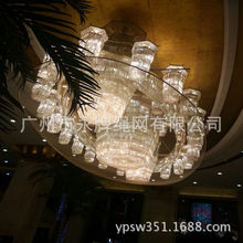 高档酒店大堂水晶吊灯透明隐形防护网 水晶球防坠网广州直销批发