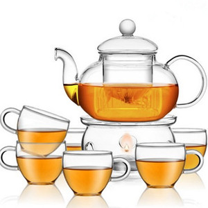 凡歌耐热玻璃茶壶过滤功夫茶具套装六人小把杯水果花草茶高硼硅壶