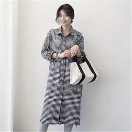 8831一件代发2025春季新韩版复古长袖衬衣中长款宽松大码女衬衫