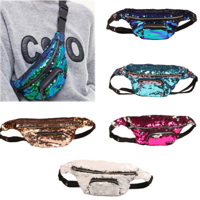 sequined  Makeup Waist Bag Women girls jazz hiphip street dance Sequin Bag cross body Shoulder Bag Multi functional Storage Bag Makeup