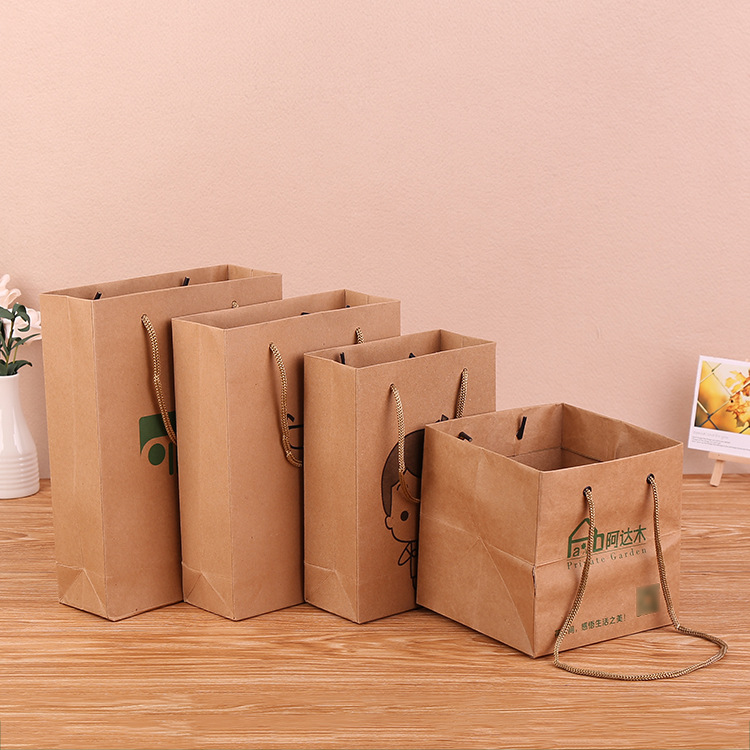 厂家批发牛皮纸袋 来样定制 购物外卖包装手提袋 礼品袋定制logo