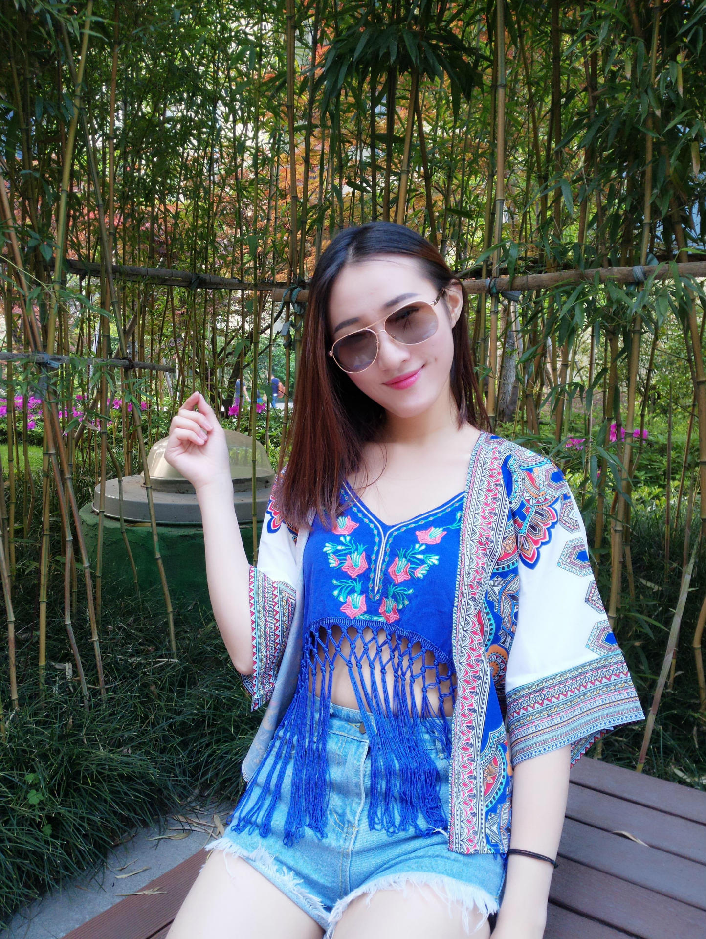 海边度假宽松印花民族风和服开衫防晒衣短外套