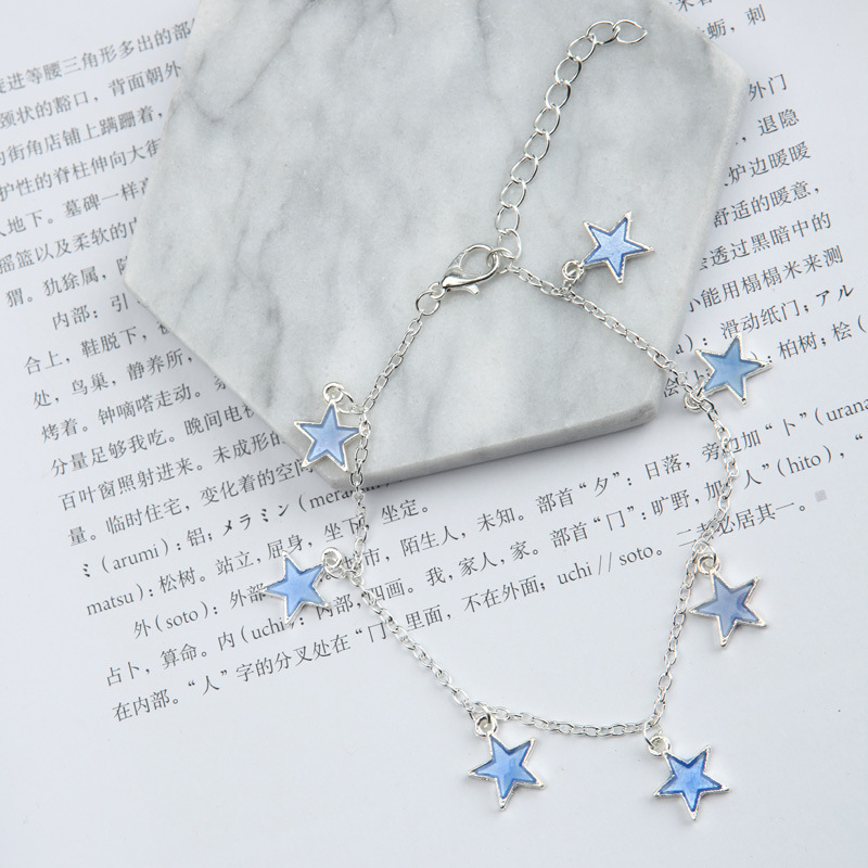 Women'S Gender Ethnic Style, Simple Style Style Wholesale Jewelry Ethnic Style Simple Style Pentagram Star Ethnic Alloy Luminous Tassel Anklet