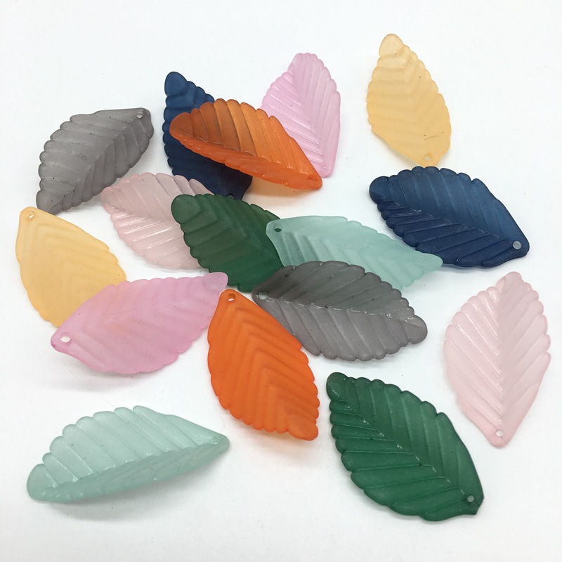 35mm frosted simulated acrylic plastic patterned leaf DIY ancient-style handcrafted hair accessory earrings material detail image 3