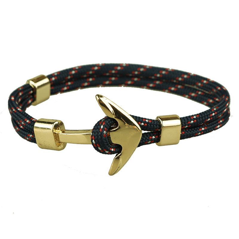 Factory wholesale New European and American fashion anchor men's bracelet polyester rope jewelry