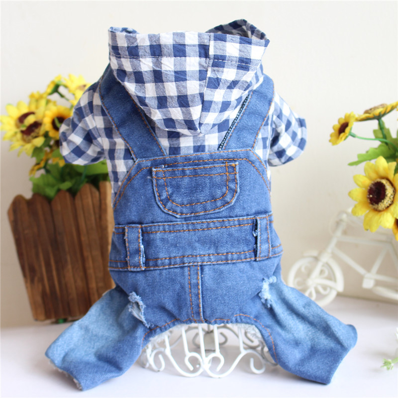 贝宠宠物衣服秋冬装泰迪比熊小狗狗四脚牛仔连体衣厂家直销批发