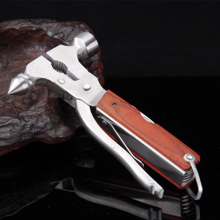 Multifunctional axe life hammer wooden handle axe hammer outdoor portable camping home maintenance combination tool knife
