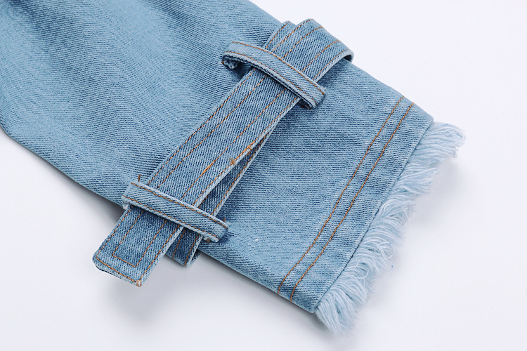 中国直邮 春秋新款明星同款修身牛仔外套长裤休闲时尚穿搭 外套 S