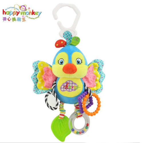 Happy Monkey crib bell rattle toy newborn stroller pendant plush soothing toy